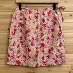 Ann Taylor Vintage Size 4 Linen Floral Print Hip Tie Mini Skirt Photo 0