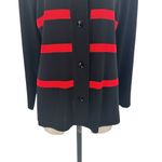 Misook Exclusively Black Red Striped Button Cardigan Sweater Blazer Size Large Photo 2