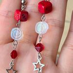 Handmade y2k Kawaii funky grunge style Czech glass beads & star dangle earrings 🎲🖤 Photo 1