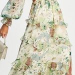 ASOS NWT DESIGN Tiered Ruffle Floral Strappy Lace Up Back Midi Dress ~ 6 Photo 0