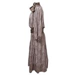 Vintage Diane Freis Original Silk Maxi Dress Belted Bow Neck Size Small NWT Brown Photo 4