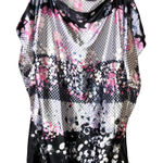 Vertigo Paris Floral Checker Caftan Kimono Blouse Black Pink Size Medium Photo 0