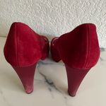 Kate Spade New York Georgia Ruby Red Suede Peep Toe Heels Size 7.5 B Photo 4