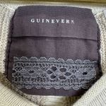 Anthropologie Linen Blend Striped Cardigan XS Gold Beige Metallic Puff Sleeves Photo 3