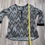 Ny Collection  Black, Brown and Gray Chevron Blouse Size Large Photo 3