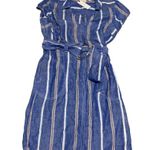 Pilcro and the Letterpress dress womens size 0 blue stripe linen cotton belted c Photo 2