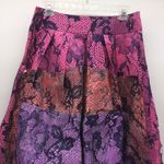 RARE Gregory Parkinson Patchwork Skirt in Pinks/Purples w/Black Lace Print Photo 2