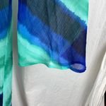 Roulette Blue & Green Print Sequins Embellished Long Sleeve Swim Cover Dress 14 Photo 2