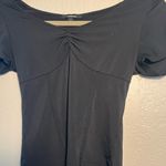 Ambiance Blue Fitted Ruched Blouse Short Sleeve T Shirt SZ S Petite Tight Y2K Photo 3