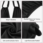 Beautikini Tummy Control One Piece Retro Bathing Suits V Neck Halter Ruched Photo 4