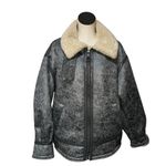 BDG NWOT  Stevie Women's Gray Faux Leather Longline Aviator Jacket Photo 11