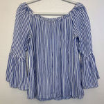 BeachLunchLounge Women’s Rayon Blue and White Striped Blouse Size M Photo 0