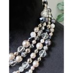 Women's Multi Strand Pearl Crystal Bead Necklace with Mystery Box Clasp Gold Photo 3