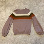 Roolee Mock Neck Balloon Sleeve Stripe Sweater Photo 7