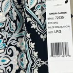 Sandra Darren NWT  Sleeveless Shift Dress Womens L Black White Blue Modest Church Photo 5