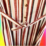 No Boundaries  Juniors Striped Button Down Waste Tie Mini Dress Cream Rust Large Photo 6