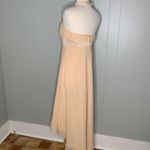 Alfred Angelo Champagne Chiffon Overlay Formal Prom Hi/Lo Strapless Dress M Photo 3