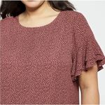 Stitch Fix 41 Hawthorn XXL Top Eliza Ruffle Sleeve Scoop Neck Blouse Career Brown Photo 1