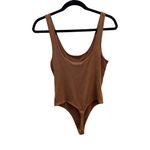 Dress Forum  Size Small Warm Brown Ribbed Knit Thong Bodysuit. Preloved Photo 1