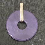 Sterling Silver Vintage  925 Natural Purple Jade Donut Circle Pendant 15.4g Photo 4