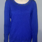 Joseph A Royal Blue Sweater with Beaded Accents top shirt woman’s medium Photo 0