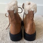 J.Crew  Brown Tan Suede Winter Hiking Combat Boots Faux Fur Lace Up Outdoor Photo 5
