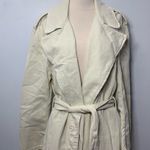 ZARA  Cotton Long Trench Coat Belted Cream White size L 8197 734 Photo 3