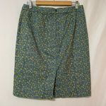 Talbots  Womens Yellow Teal Floral Back Zip Pencil Skirt Dark Academia 8 Photo 1