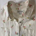 Rae Dunn  Linen Floral Shirt Sz Small Button front NWT Patch Pockets Photo 1