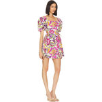 MISA Los Angeles Womens Dress Medium Floral Cutout Puff Sleeve Cottage Flirty Photo 2