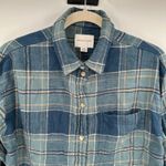 American Eagle Cropped Plaid Flannel Button Up Long Sleeve Blue Women's Small‎ Photo 1