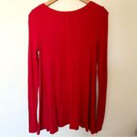 Free People  January Ribbed Long sleeve Hi Low Shark Bite Tunic T-Shirt Red XS Photo 7