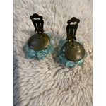 West Germany Earrings Blue Cluster Glass Beaded‎ Clip Photo 4