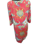 J. McLaughlin XL Nautical Pink 3/4 Sleeve boat Neck Dress Knee Length Photo 5