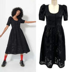 Kurt Lyle Malia Dress Black Lace Puff Sleeve Button Front Size Small Photo 1
