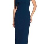 Dress the Population  Tiffany Orchard One Shoulder Midi Dress Bow Shoulder Blue Photo 0