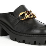 Free People  Lyra Link Loafer Mules Women’s Black & Gold Chain Size 9.5 /40 Photo 0