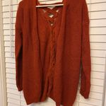 Pink Rose Burnt Orange Sweater Cardigan Photo 0