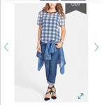 Caslon  Sheer Woven Plaid Top Photo 2