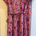 WRAP DRESS BOHO DESIGN BRIGHT BOLD PINK AND BLUES FLORALS SIZE SMALL/MEDIUM Photo 6