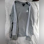 Adidas Women’s Medium  sweatshirt. Light green/gray. Striped sleeves. Photo 0