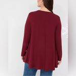 Lane Bryant Women’s Swing Crew-Neck Trim Top Red Maroon Long Sleeve size 22 24 Photo 1