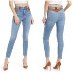 Good American ππ Good Legs Suede Mixing Skinny Jeans ~ INDIGO080 Blue 8/29 NWT Photo 6