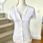 White + Warren White Short Sleeve Cotton Button Up Baby Cardigan Photo 0