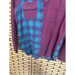 KAVU  Burgundy And Blue Plaid Button Down Shirt Size Small Photo 5