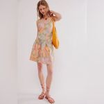 Free People New  Deserted Island Mini Dress - Rainforest Combo small Photo 2