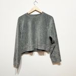 ZARA Ribbed Velvet Velour Crew Neck Pullover Long Sleeve Sweater Gray Medium Photo 0