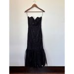 Vintage Black Lace Rhinestone Embellished Mermaid Style Strapless Formal Dress Size 10 Photo 3