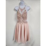 Jovani JVN Halter Chiffon Criss Cross Beads Short SIZE 4 Photo 2