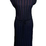 Marine layer Penny Lurex Pleated Midi Dress Women’s Size Medium Black Tie Waist Photo 2